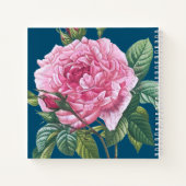 Carnet Fleurs roses roses avec Monogramme Feuille vert (Dos)
