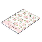 Carnet Fleurs roses, Roses, Fleurs Aquarelles, Votre Nom (Côté gauche)