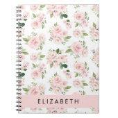 Carnet Fleurs roses, Roses, Fleurs Aquarelles, Votre Nom (Devant)