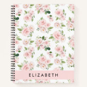 Carnet Fleurs roses, Roses, Fleurs Aquarelles, Votre Nom (Devant)