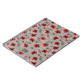 Carnet Fleurs roses rouges sur un fond gris. (Côté gauche)