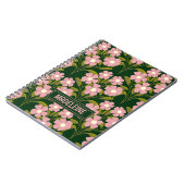 Carnet Fleurs roses Sage Vert Feuille motif (Côté gauche)