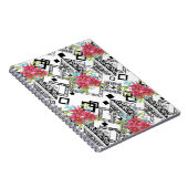 Carnet Fleurs roses sans joint floral ornemental noir bla (Côté Droit)