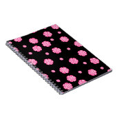 Carnet Fleurs roses stylisées arrière - plans foncées. (Côté Droit)