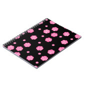 Carnet Fleurs roses stylisées arrière - plans foncées. (Côté gauche)