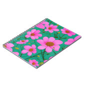 Carnet fleurs roses sur arrière - plan vert (Côté gauche)