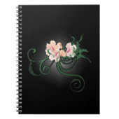 Carnet Fleurs roses sur un Arrière - plan noir (Devant)