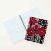 Carnet Fleurs rouges Carrés en noir et argent (Intérieur)