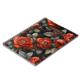 Carnet Fleurs rouges en noir (Côté gauche)