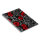 Carnet Fleurs rouges et dentelle noire Motif sans couture (Côté Droit)