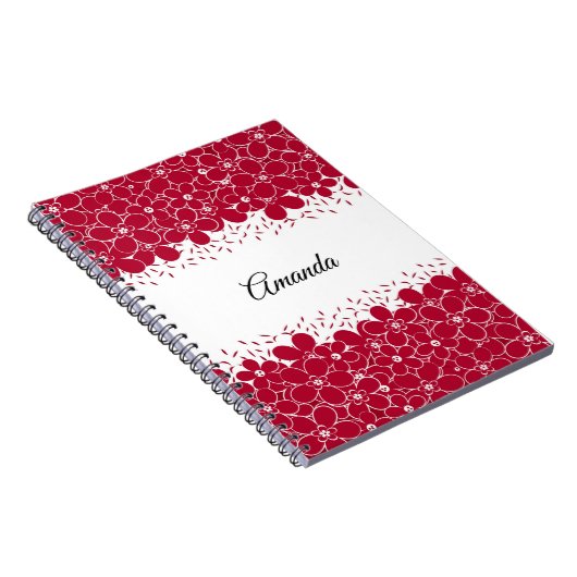 Carnet Fleurs rouges marguerites sur arrière - plan blanc (Côté Droit)