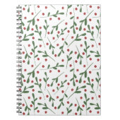 Carnet Fleurs rouges, motif feuille vert (Devant)