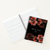 Carnet Fleurs Rouges Noires | Votre Nom (Intérieur)