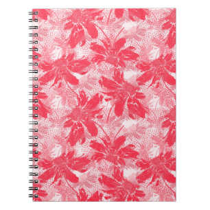 Carnet Fleurs rouges sur blanc.