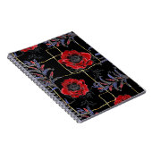 Carnet Fleurs rouges sur le noir. (Côté Droit)