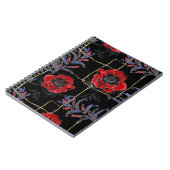 Carnet Fleurs rouges sur le noir. (Côté gauche)