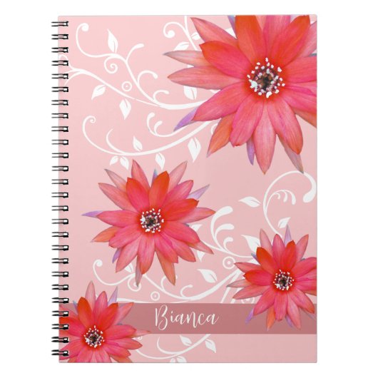 Carnet Fleurs rouges Whimsical Feuilles Tourbillonnant Aj (Devant)
