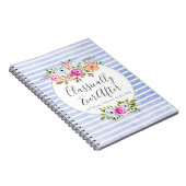 Carnet Fleurs rustiques aquarelle rayures modernes shabby (Côté Droit)