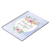 Carnet Fleurs rustiques aquarelle rayures modernes shabby (Côté gauche)