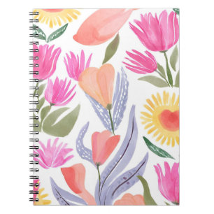 Carnet Fleurs sauvages aquarelles colorées Peintes à la