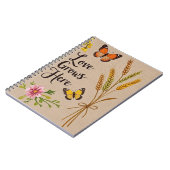 Carnet Fleurs sauvages bohémiens, papillons, tiges de blé (Côté gauche)