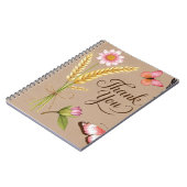 Carnet Fleurs sauvages bohémiens, papillons, tiges de blé (Côté gauche)