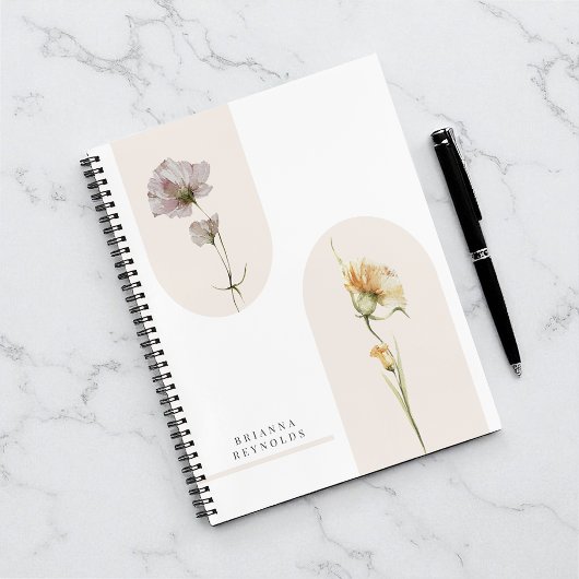 Carnet Fleurs sauvages Boho modernes simples sur blanc