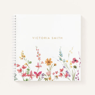 Carnet Fleurs sauvages de champ aquarelle, notes de monta