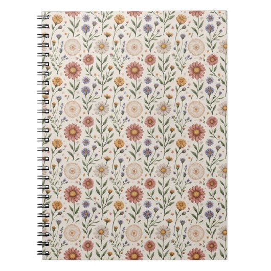Carnet Fleurs sauvages dessinées à la main en patchwork s (Devant)