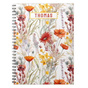 Carnet Fleurs sauvages du désert viant Nom Customisé Nom