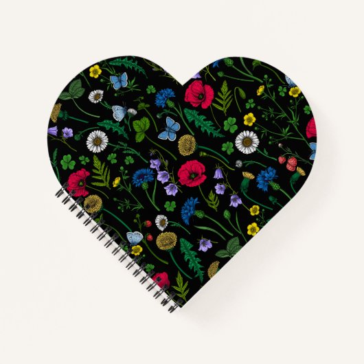 Carnet Fleurs sauvages en noir (Devant)