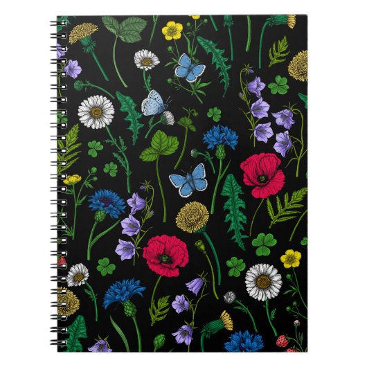 Carnet Fleurs sauvages en noir (Devant)