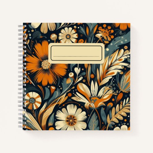 Carnet Fleurs sauvages et oiseaux oranges géants dans l'a (Devant)