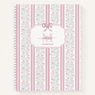 Carnet Fleurs sauvages florales roses noeud coquette