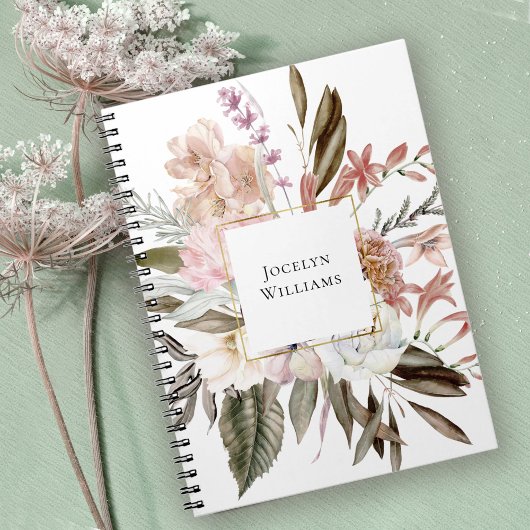 Carnet Fleurs sauvages floraux féminins rustiques avec no