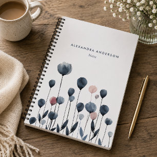 Carnet Fleurs sauvages minimaux d'aquarelle modernes
