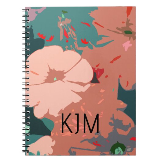 Carnet Fleurs sauvages Monogrammes Floral Nom personnalis (Devant)