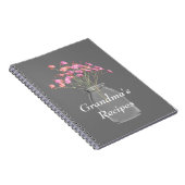 Carnet Fleurs sauvages roses dans un pot Mason de recette (Côté Droit)