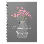 Carnet Fleurs sauvages roses dans un pot Mason de recette (Devant)
