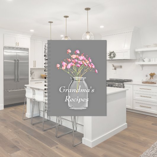 Carnet Fleurs sauvages roses dans un pot Mason de recette