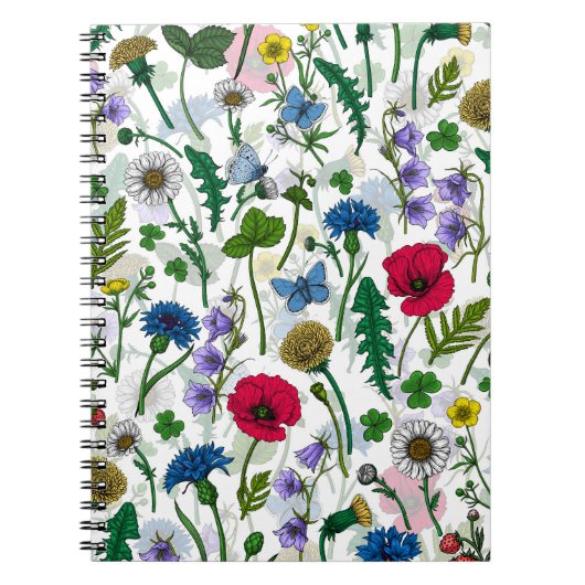 Carnet Fleurs sauvages sur blanc cassé (Devant)