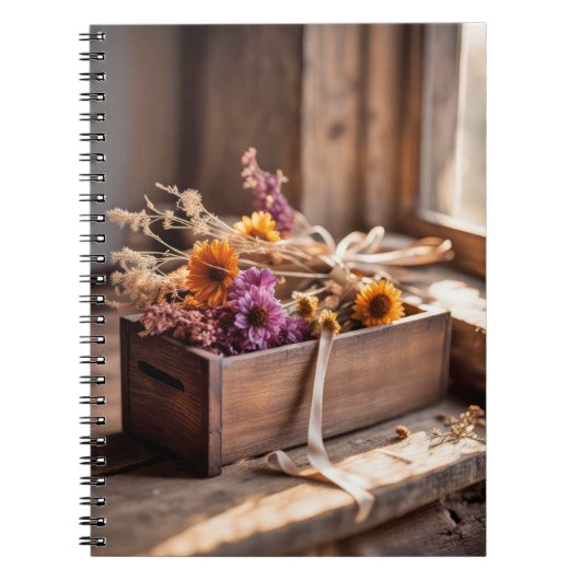 Carnet Fleurs séchées dans une boîte en bois (Devant)