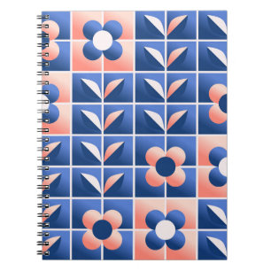 Carnet Fleurs stylisées rétro : motif en mosaïque.