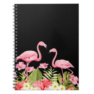 Carnet Fleurs tropicales et design de flamants roses