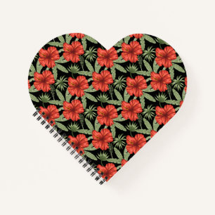 Carnet Fleurs tropicales rouges sans coutures motif vert 