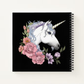 Carnet Fleurs Unicorne Blanches Rose Noir (Dos)