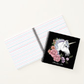 Carnet Fleurs Unicorne Blanches Rose Noir (Intérieur)