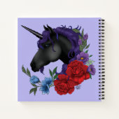 Carnet Fleurs Unicorne Noire violet (Dos)