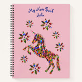 Carnet Fleurs Unicorne rose (Devant)