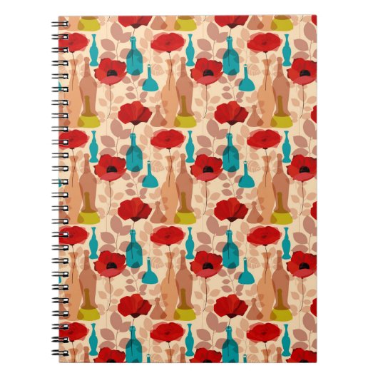 Carnet Fleurs, vases et bouteilles motif (Devant)